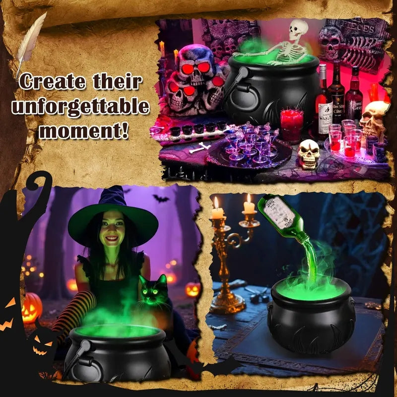 ✨🎃 Indoor Festival Cauldron with Floating Potion Bottles & Fog Maker