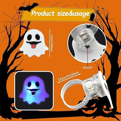 50PCS Halloween QIAWI LED Rings – Pumpkin & Skull Glow Toys